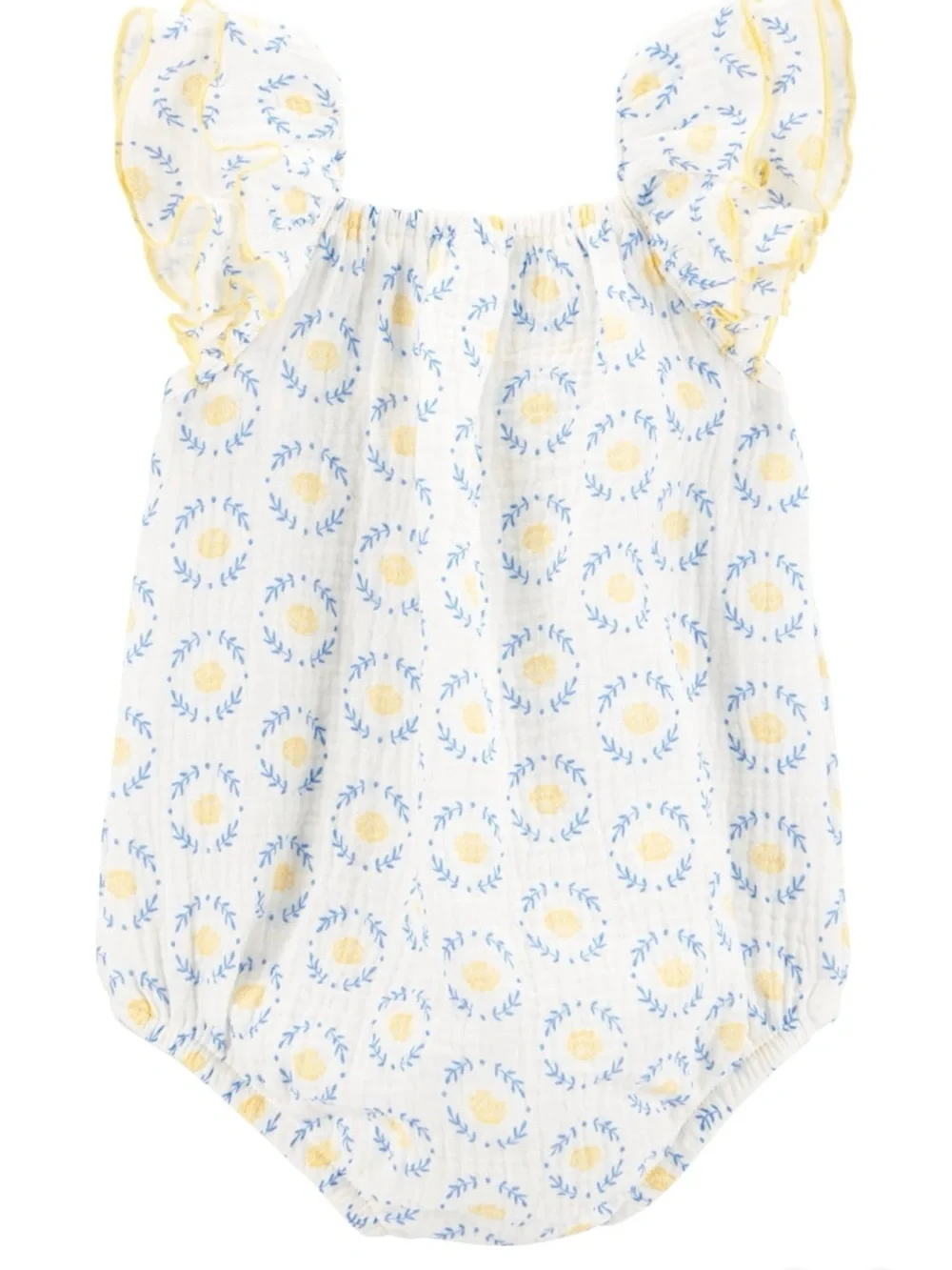 Carter's Yellow and White Floral Ruffle Baby Girl Bubble Romper